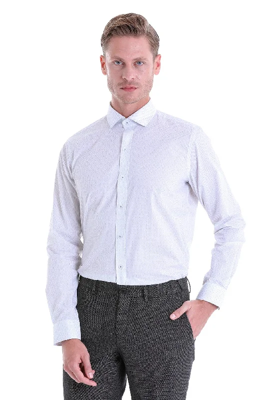 Special Promotion Comfort Fit Floral Dot Printed Cotton Gray Casual Shirt