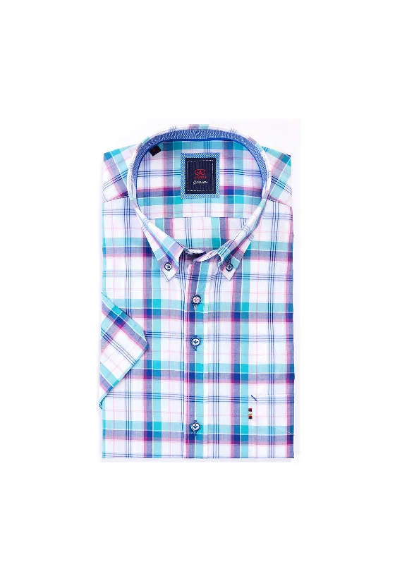 Amazing Deals Andre Mespil Check Short Sleeve Shirt, Pink Multi