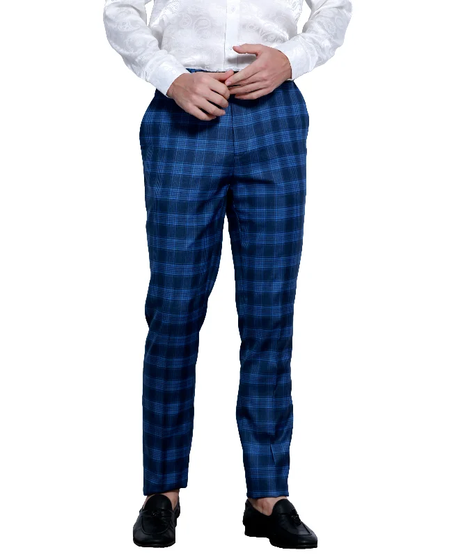 Lowest Price Skinny Fit Glen Check Dress Pants, Blue