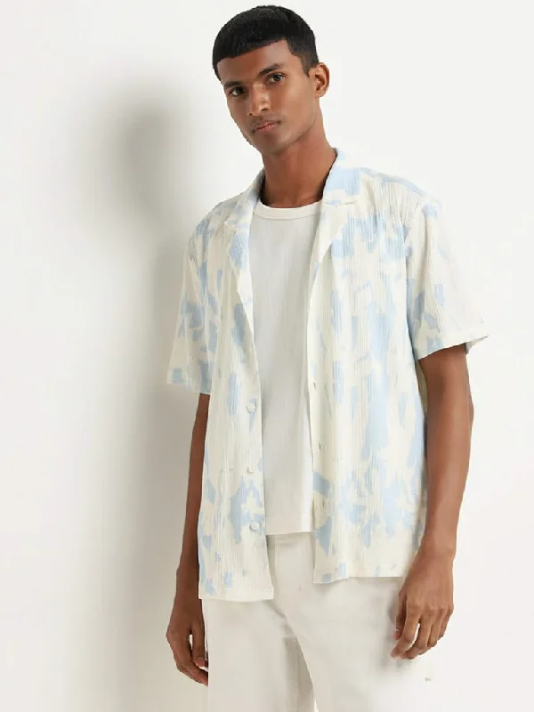 Can't Be Beat Nuon Blue Abstract Print Relaxed Fit Shirt