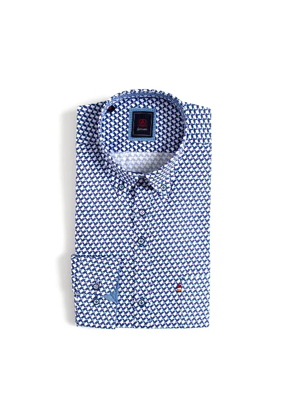 Stock Clearance Andre Nore Geo Print Shirt, Purple & Blue
