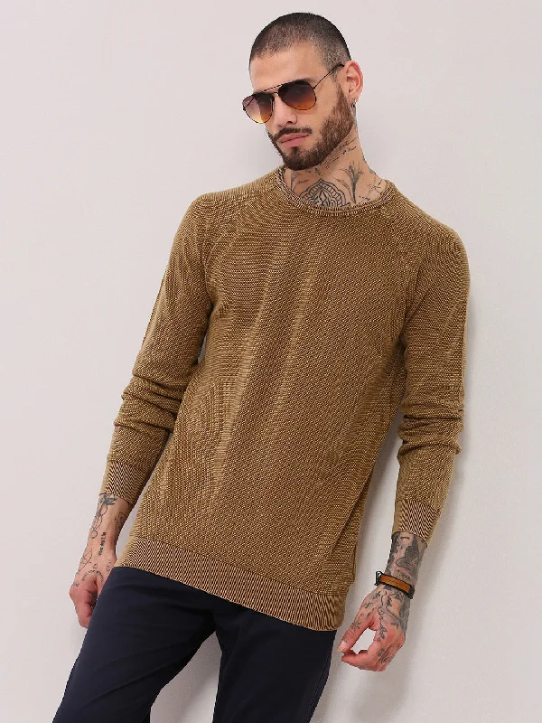 Holiday Sale Men Brown Solid Sweater