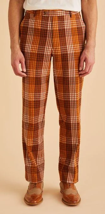 Weekend Discounts to Savor Inserch P272-27 Seersucker Gingham Pants Color Aztec