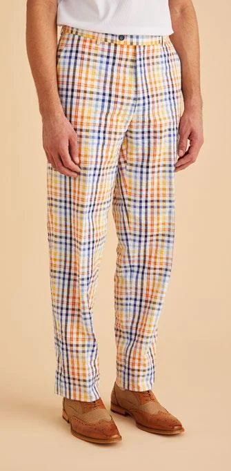 Weekend Specials to Grab Inserch P271-56 Seersucker Check Pants Color White Multi