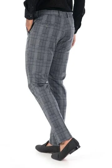 Best Choice CP75 I BARABAS PLAID PANTS SLIM FIT I GREY-NAVY