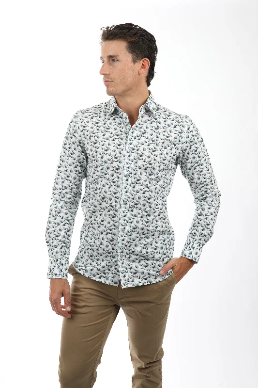 Can't Miss Leaves Mint Peached Cotton Poplin Shirt