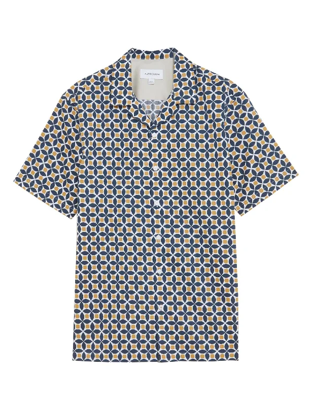 Cotton Rich Geometric Print Revere Shirt