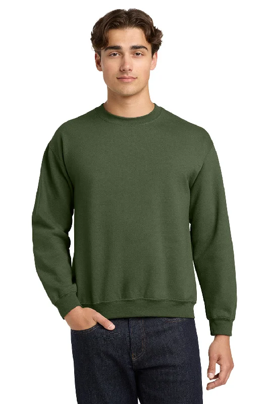 Gildan Mens Pill Resistant Fleece Crewneck Sweatshirt - Military Green