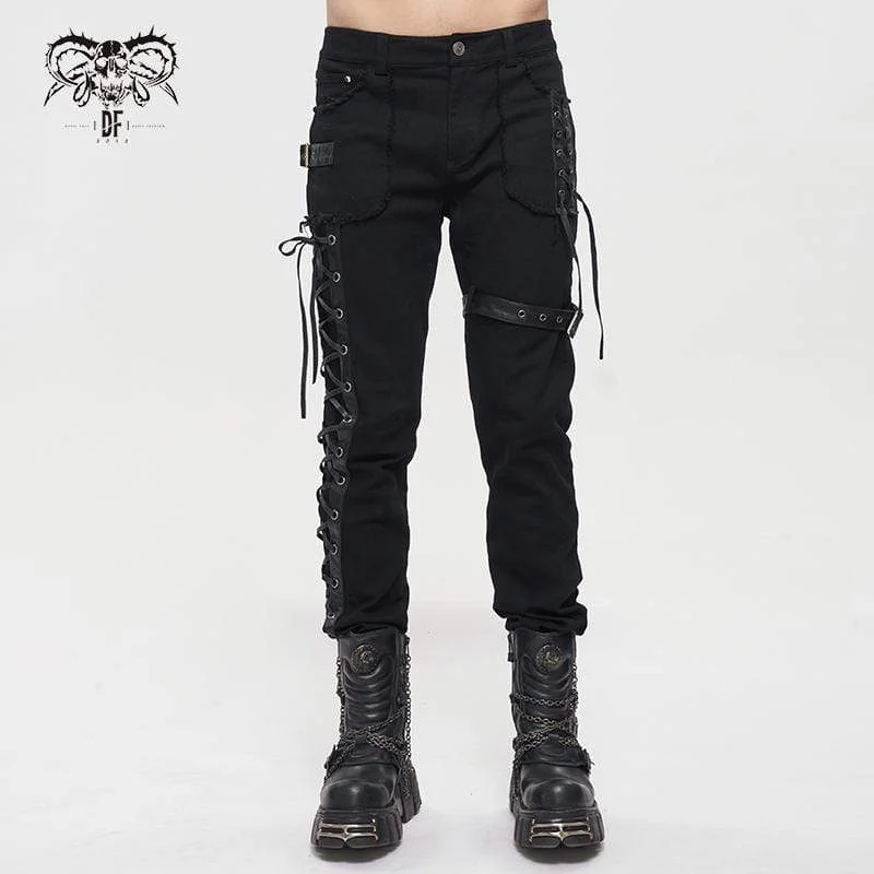 Unmissable Offer Men's Gothic Strappy Splice Buckle Unedged Pants