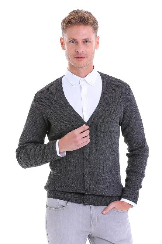 Anniversary Sale Regular Fit Gray Wool Blend Cardigan