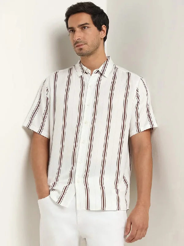 Bargain Bin Ascot Brown Striped Relaxed Fit Shirt