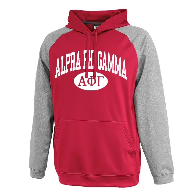 Savings Alert Greek Two-Tone Hoodie, Printed Vertical Arc Design - P-1720 - CAD