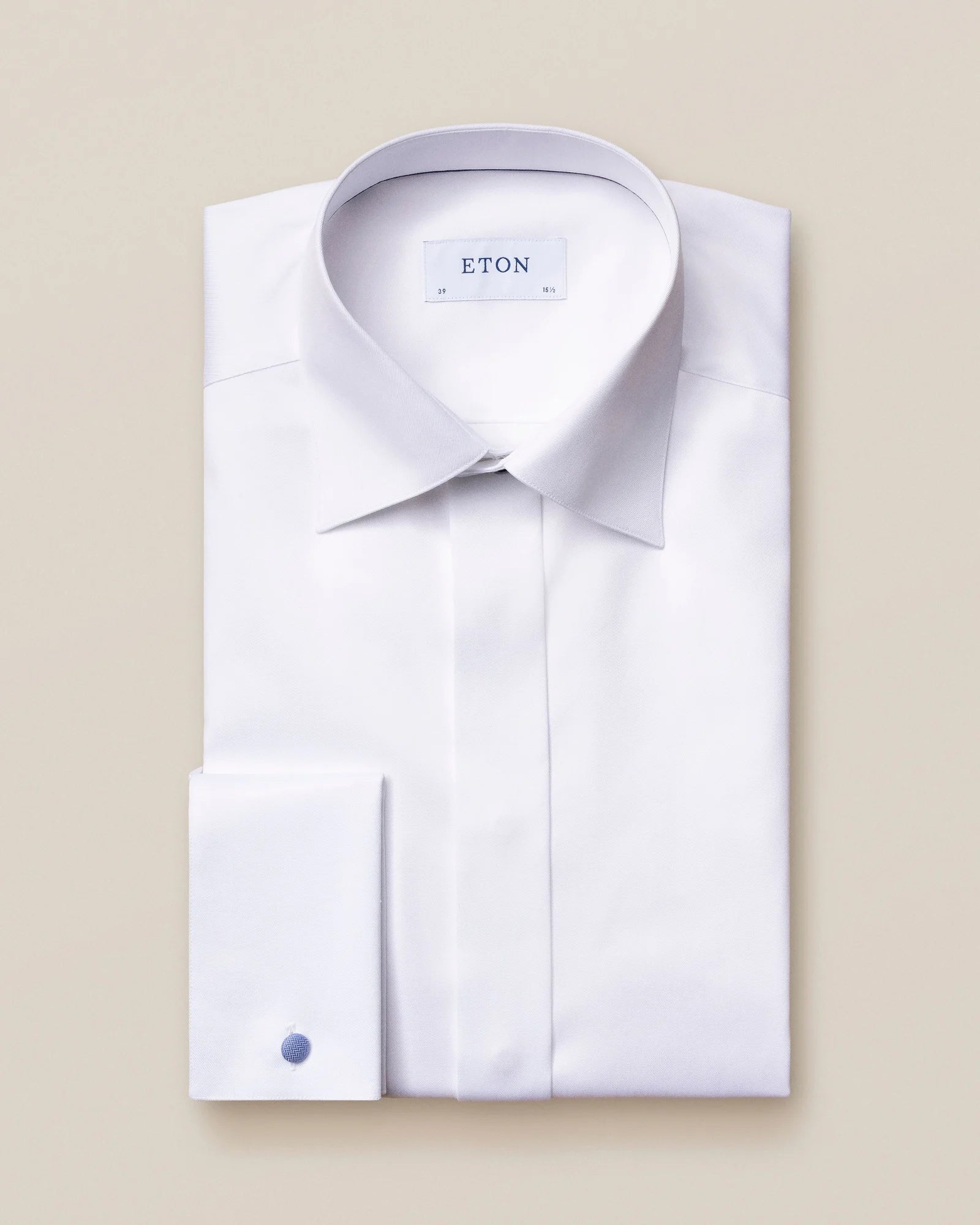 Overstock White Signature Twill Fly-Front Contemporary Fit Tuxedo Shirt - ETON