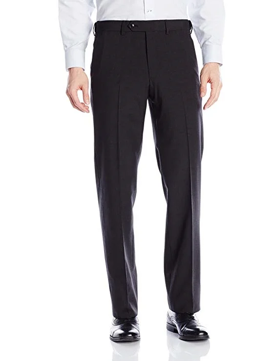 Palm Beach Wool/Poly Charcoal Flat Front Expander Pant Big and Tall