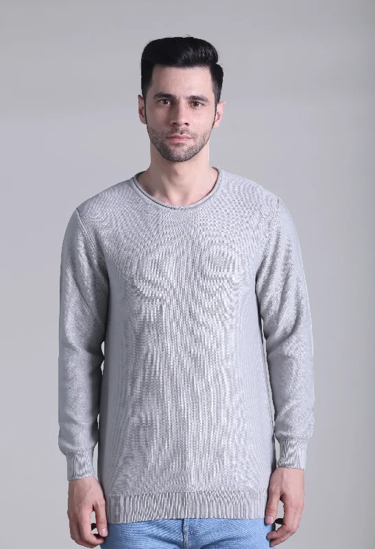 Special Offer Solid Plane Gray Sweater