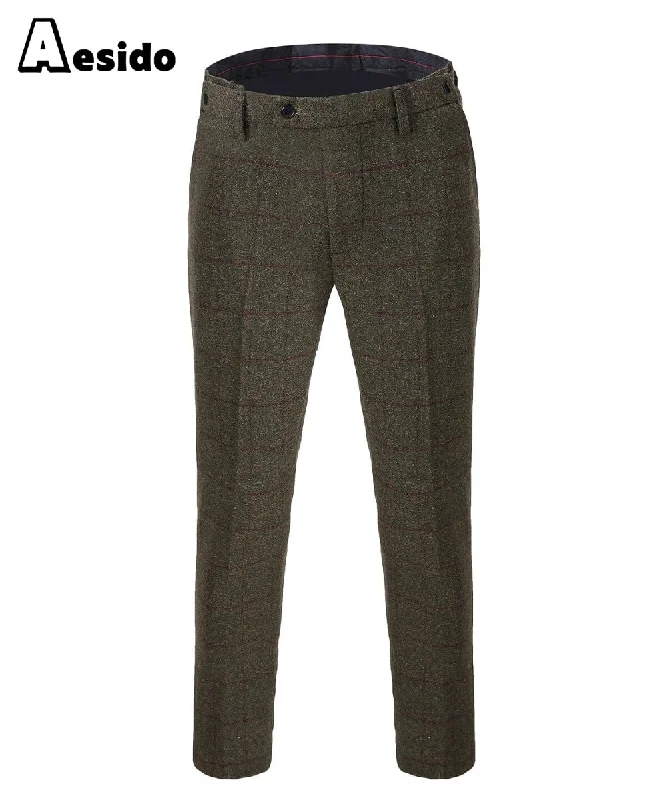 Final Clearance Men's Tweed Plaid Trousers