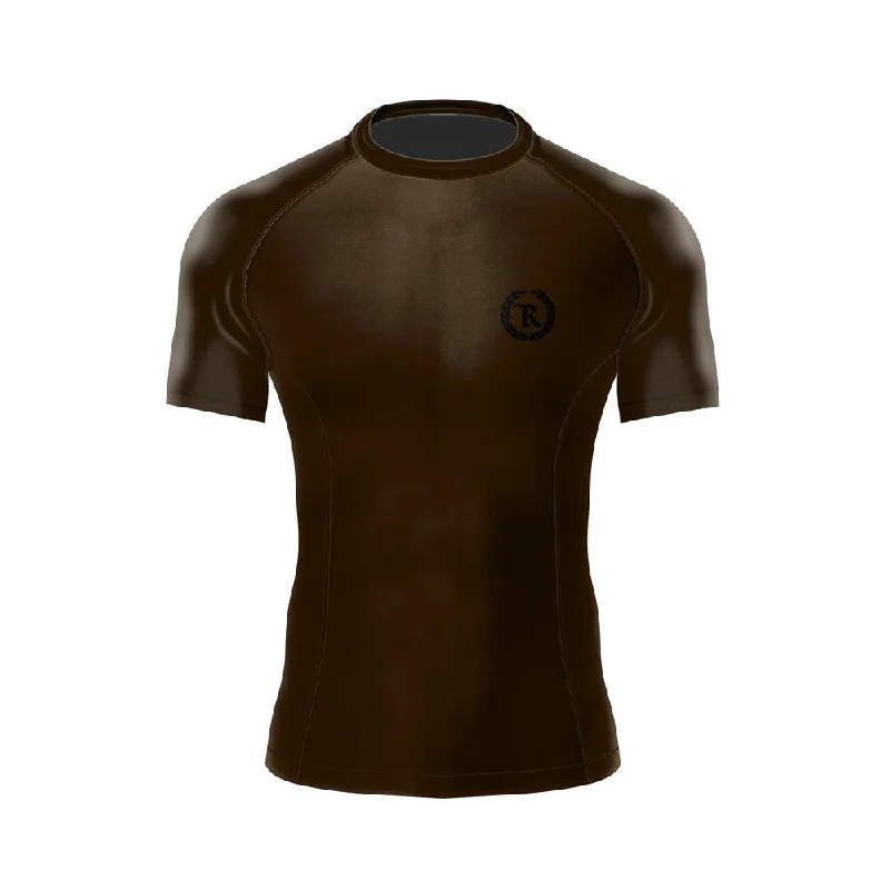 Black Gang Jiu Jitsu Rash Guard Short Sleeve [BROWN]