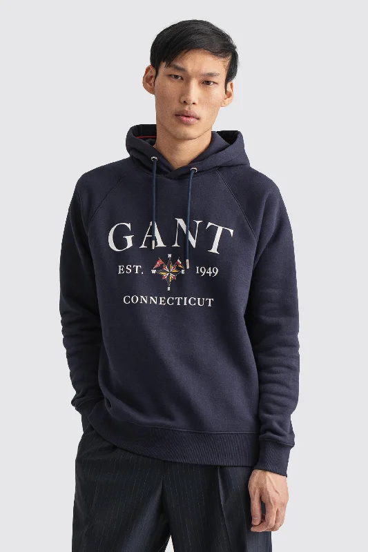 Weekend Discounts You Deserve Gant Sailing Sweat Hoodie Even Blue