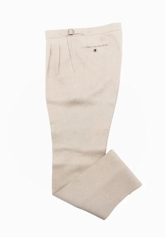 Weekend Savings Spectacle Natural Linen Pleated Trousers