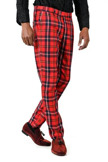 Today's Special Barabas CP48 Fluoresce  Slim Fit Plaid Pants