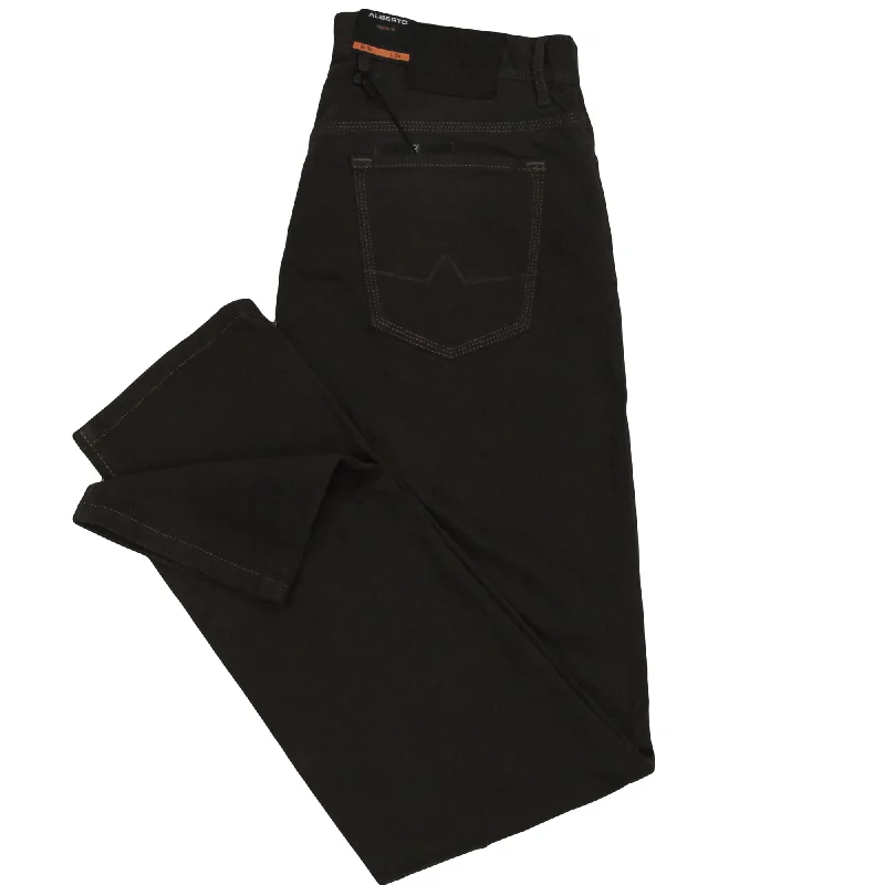 Unmissable Sale Coffee Brown Pipe Regular Fit Cotton Twill Pants - ALBERTO
