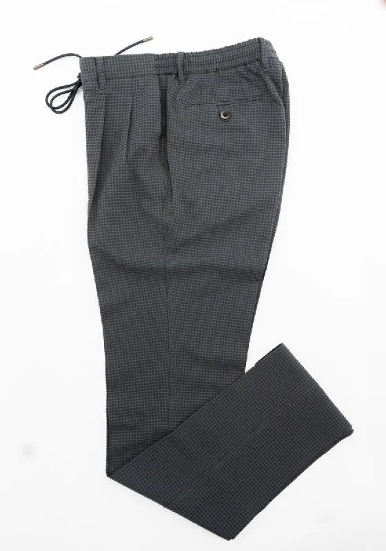 Midnight Sale Charcoal Seersucker Pleated Drawstring Trousers
