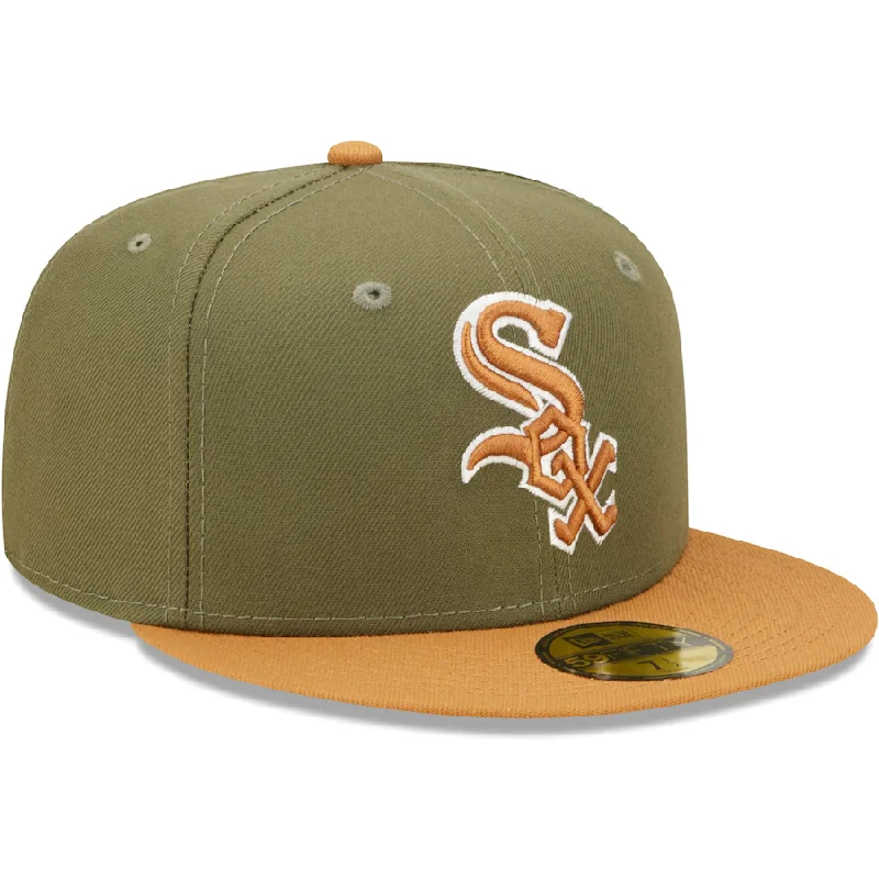 Exclusive Deal New Era Chicago White Sox Two-Tone Color Pack 59FIFTY Fitted Hat-Olive/Brown Exclusive Deal New Era Chicago White Sox Two-Tone Color Pack 59FIFTY Fitted Hat-Olive/Brown