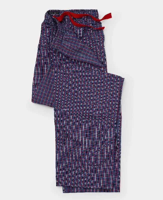 Price Rollback Navy Red Check Cotton Lounge Pants