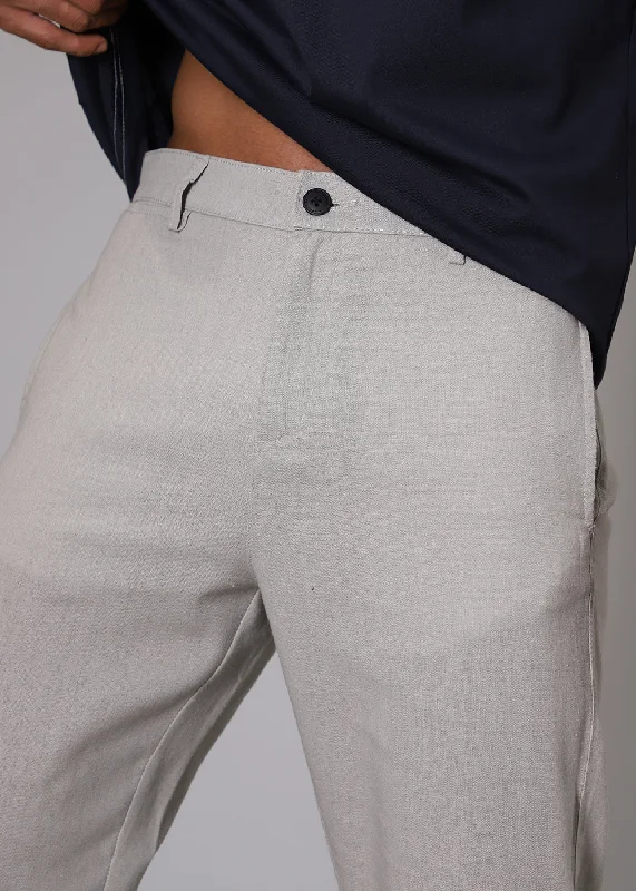 Light Grey Comfort Fit Linen Pant