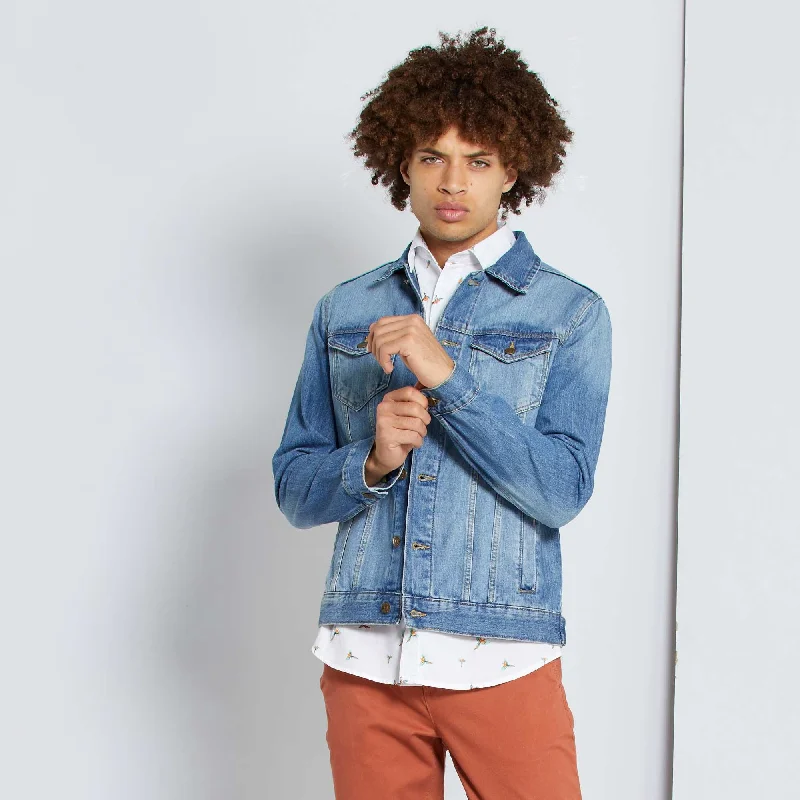 Hurry In K.I.A.B.I - Men 'Blue' Denium 2 Pockets with Buttoned Flaps Jacket KB093