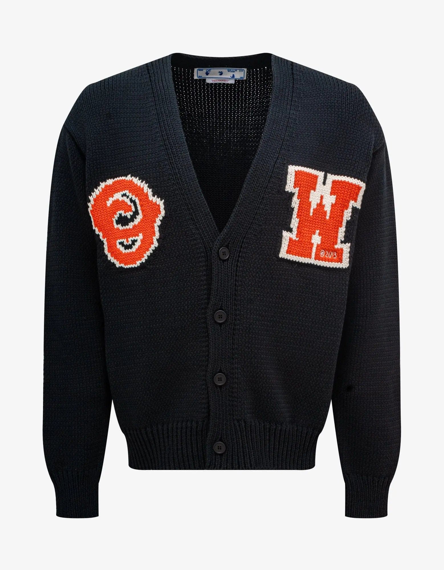 New Deals Off-White Black OW Patch Knit Cardigan