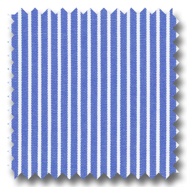 Massive Deal Medium Blue with White University Stripe Broadcloth - Custom Dress Shirt