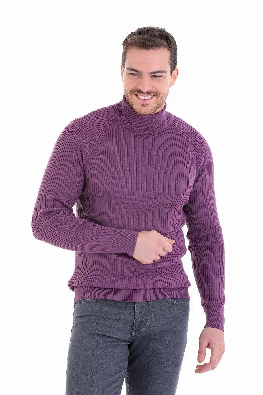 Great Deals Slim Fit Purple Turtleneck Sweater