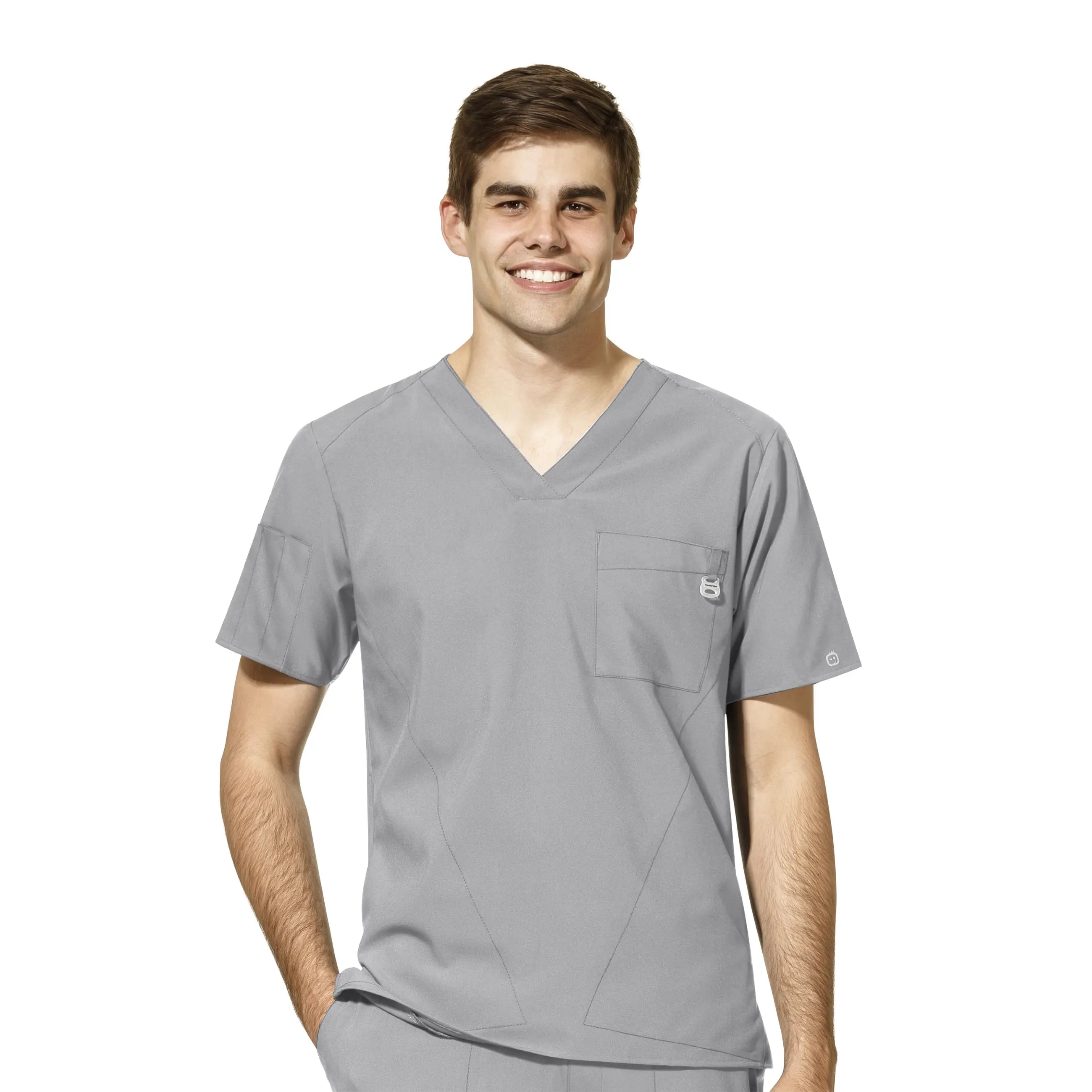 Wink Men's W123 V-Neck Scrub Top - Grey