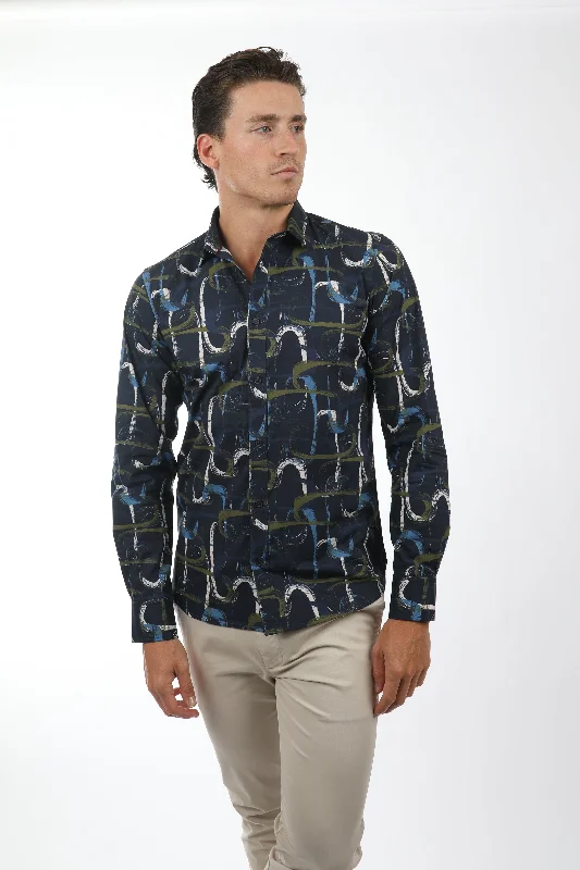 Seasonal Clearance Brush Navy Peached Cotton Poplin Shirt