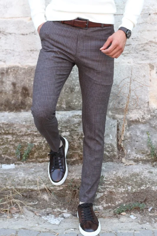 Weekend Deal Lynn Camel Slim Fit Plaid Pants