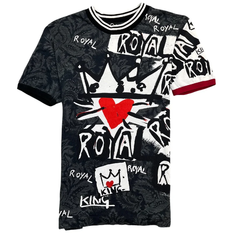 Men's Royal Graffiti Logo T-Shirt Grey Size IT 48 / UK M