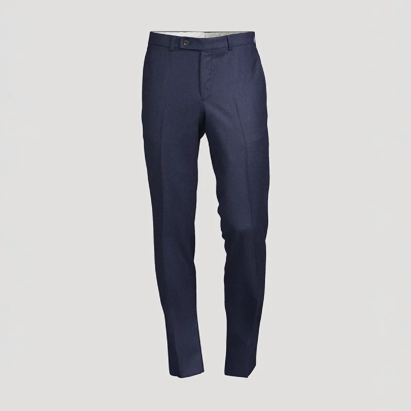 Stock Clearance Royal Blue Flannel Wool Modern Fit Yves Single-Pleat Trousers - Jack Victor