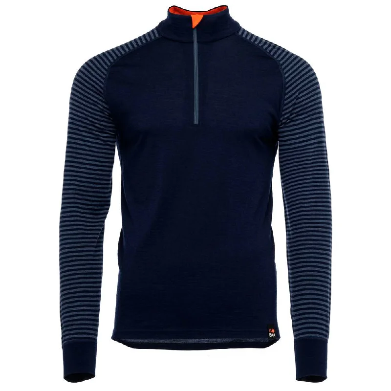 Super Sale Mens Merino 200 Long Sleeve Zip Neck (Stripe Navy/Denim)