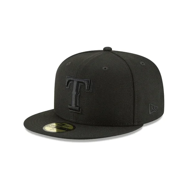 Exclusive Deal TEXAS RANGERS  NEW ERA BLACK ON BLACK 59FIFTY FITTED HAT