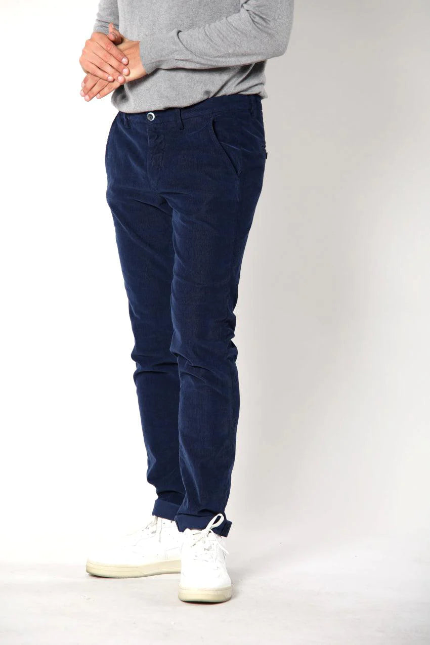 Royal Blue Baby Cord Slim Fit Stretch Chino - Mason's