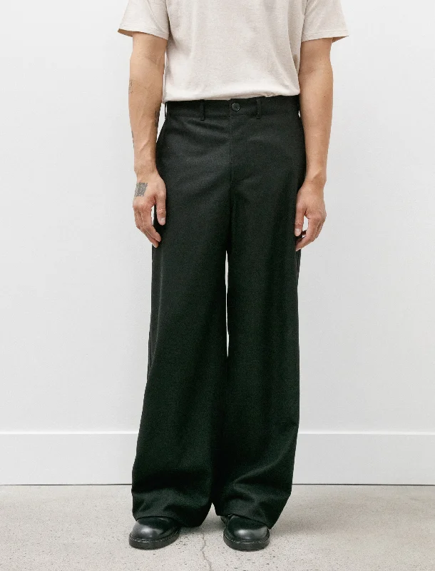 Massive Savings Wide Leg Trousers Black Fine Loden