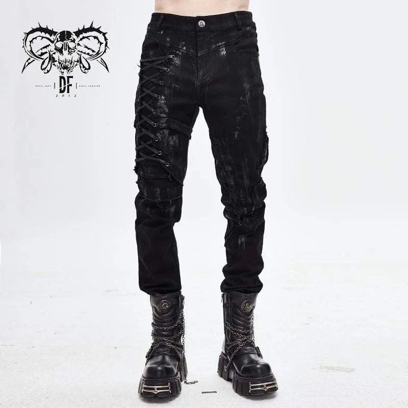 Weekend Offers That Tempt Men's Punk Ropes Tattered Trousers