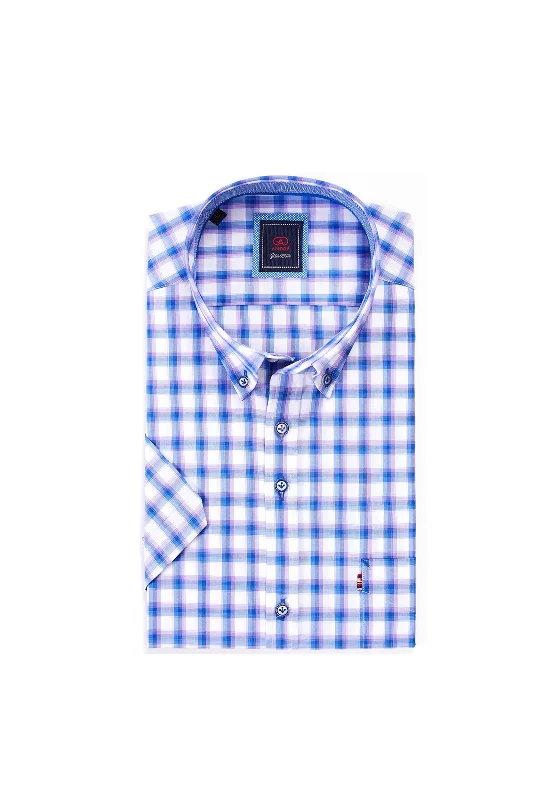 Best Bargains Andre Hume Check Short Sleeve Shirt, Lilac Multi
