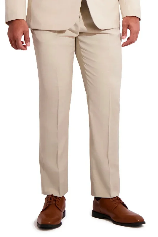 Time-Limited Offer "Sharkskin" Tan Plain Front Pants