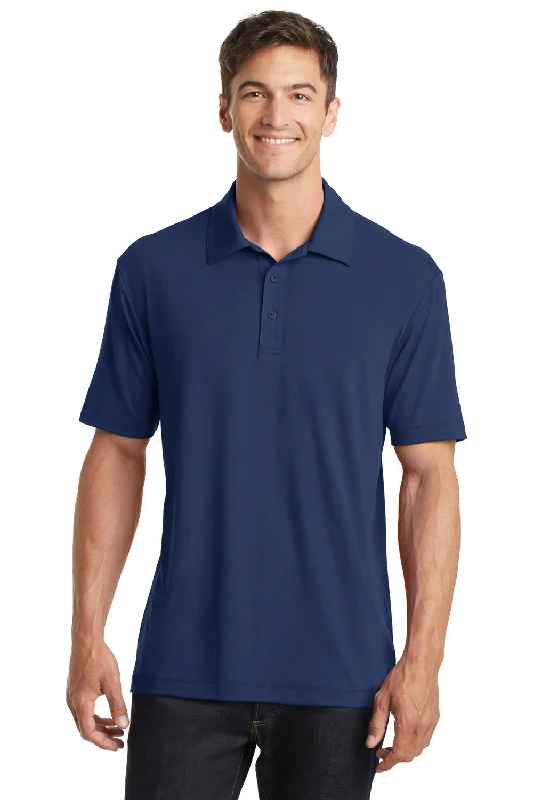 Weekend Bargains to Cherish Port Authority Mens Cotton Touch Performance Moisture Wicking Short Sleeve Polo Shirt - Estate Blue