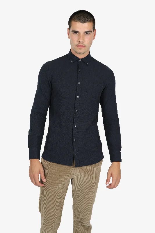 Navy Cotton Diamond Marle Shirt