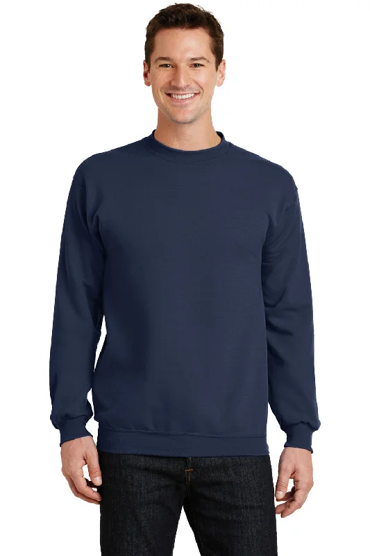 Closeout Sale Port & Company Mens Core Pill Resistant Fleece Crewneck Sweatshirt - Navy Blue