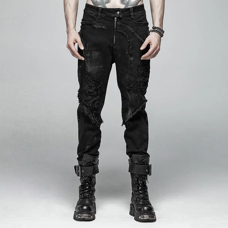 Weekend Bargains to Relish Men's Skull Ripped Straight-Leg Jeans