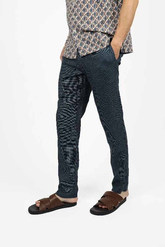 Savings Galore Navy Houndstooth Linen Pant